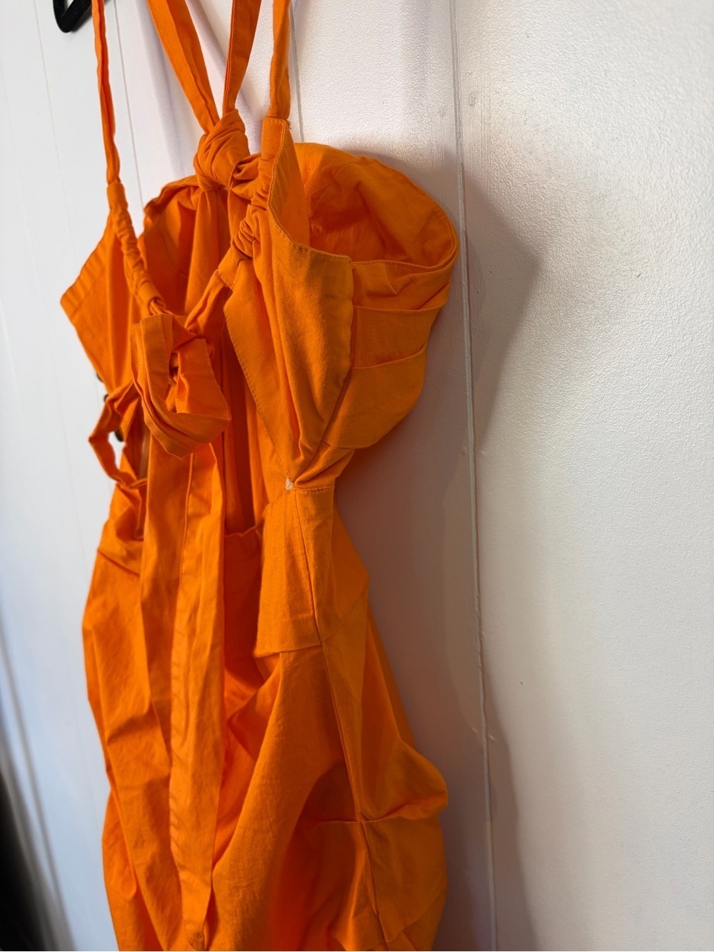 Free People Who Is She Dress Size Small Orange Halter Mini Cutout Bodycon Y2K - Picture 11 of 13